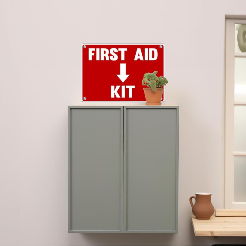 Safety Supply Mart 2 Pack First Aid Safety Sign For Emergency Kit, Clear Visible 7" x 10", Easy To Install, Durable Water Resistant for Indoor and Outdoor Use - Image 5